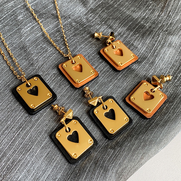 Hermes Cowhide Leather Square Tag Earrings - Original Replica Club