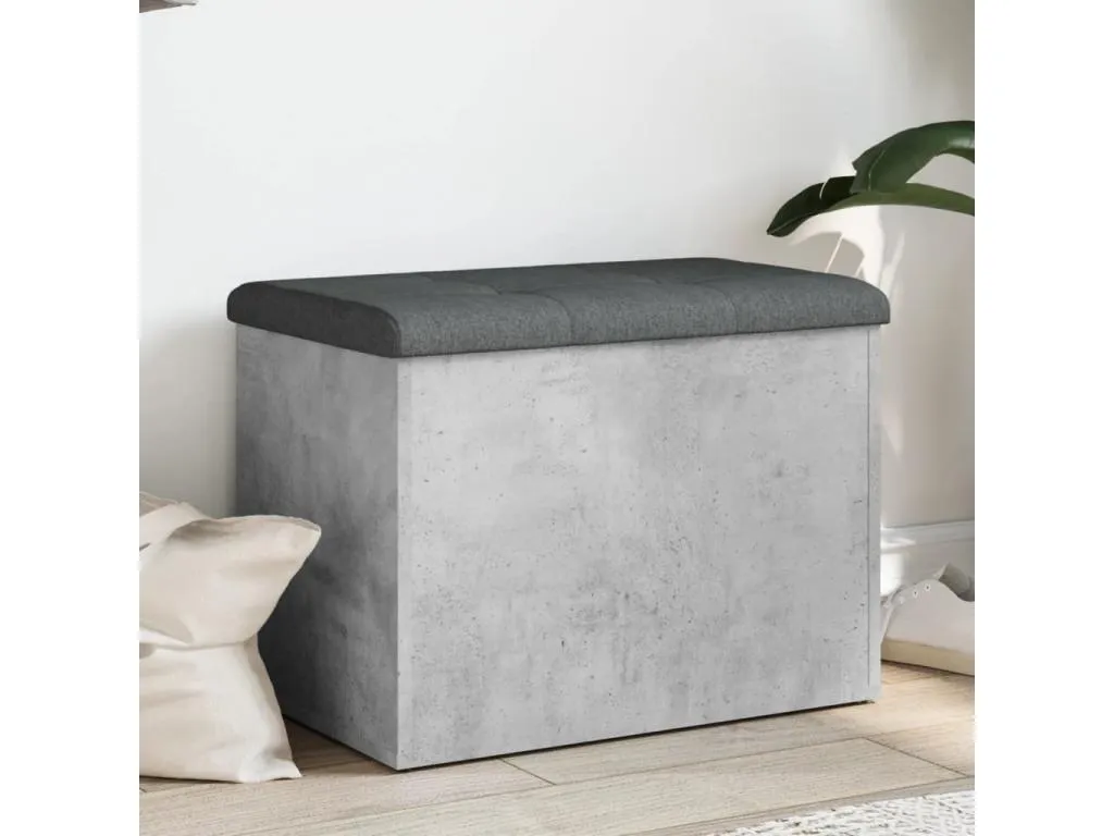 Banco de almacenaje madera contrachapada gris hormigón 62x42x45 cm lqd3653712