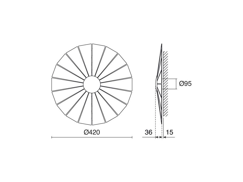 Aplique de pared EYE estilo moderno - D. ø82 cm- interior- LED SMD- 14W- small- 3000K- negro y madera natural