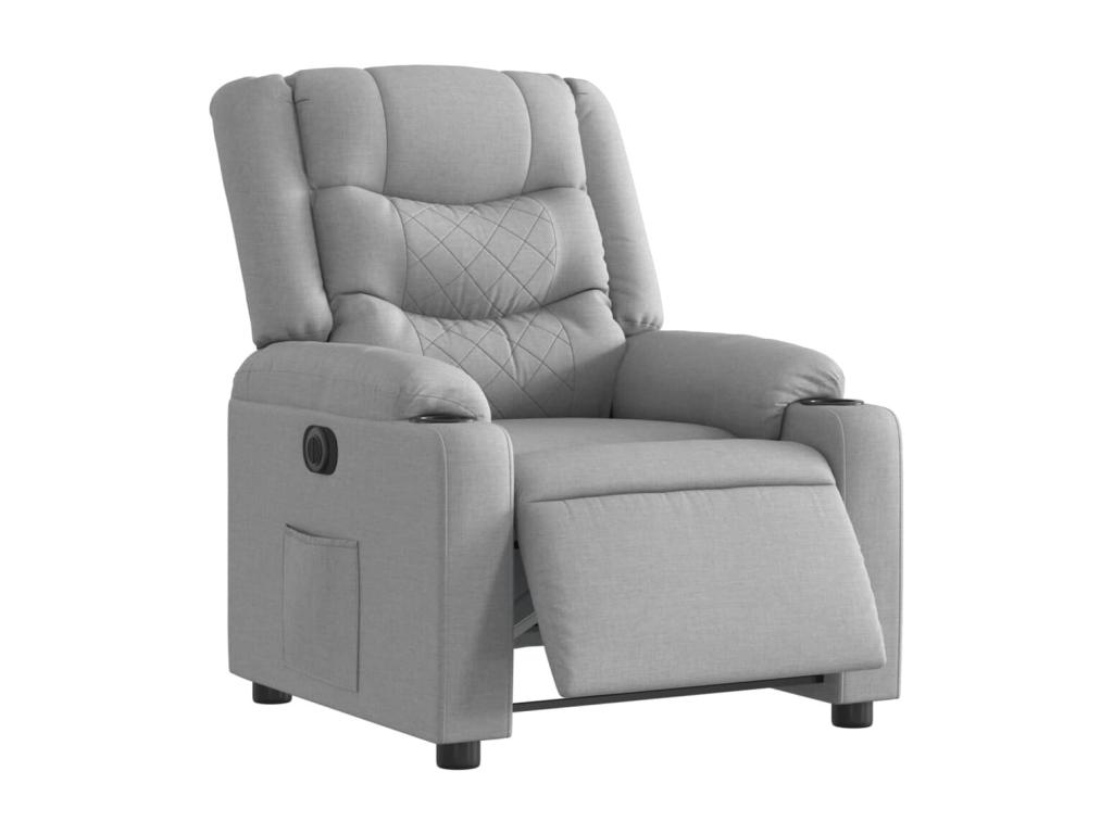 Sillón reclinable eléctrico tela gris claro