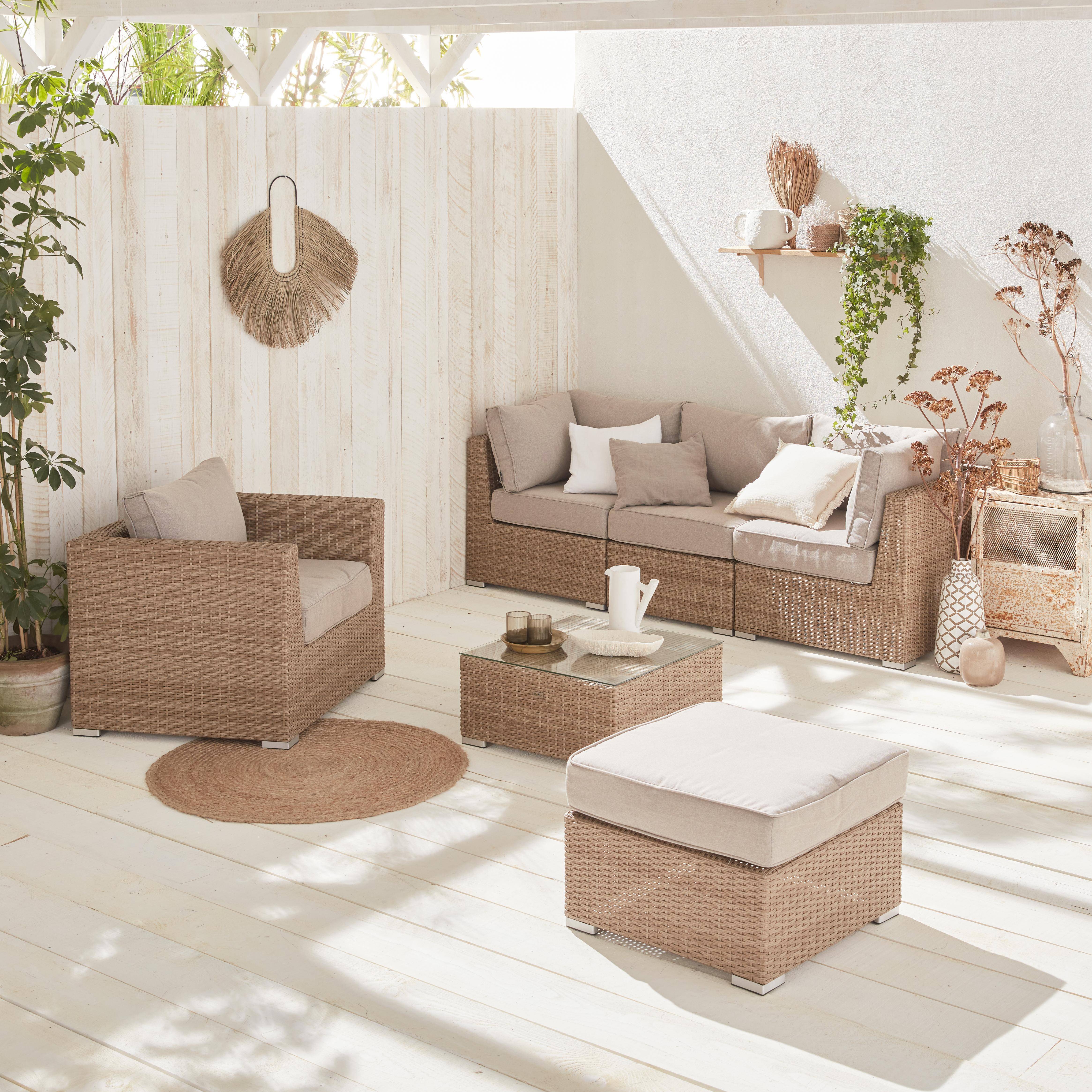 Vinci - Conjunto de jardín de resina tejida, 5 plazas