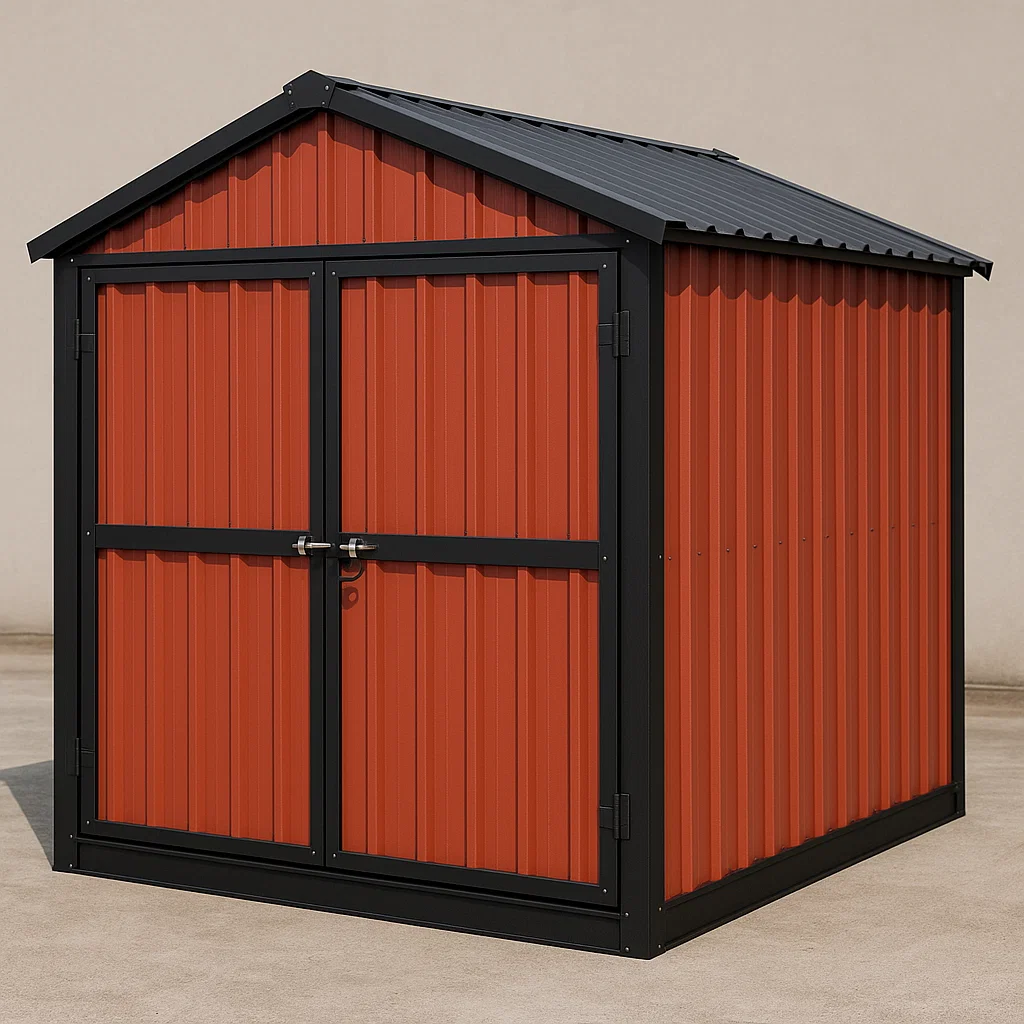 Caseta de jardín, caseta exterior roja y negra de acero para uso exterior, 210x190x230 cm acsQbMP179vS