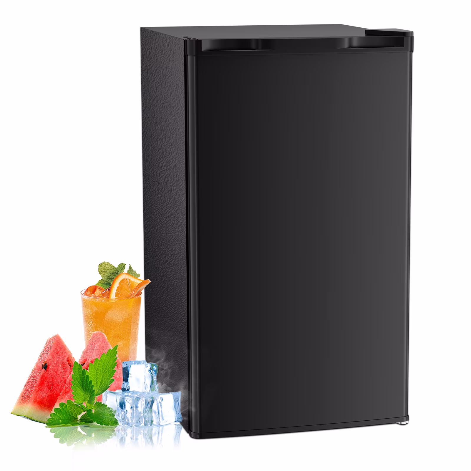 WAA 3.2 Cu.Ft Mini Fridge with Freezer,Single Reversible Door Compact Refrigerator,Adjustable Thermostat,2 Removable Shelves,Small Dorm Fridge for Bedroom,Office,Kitchen,Dorm,Black