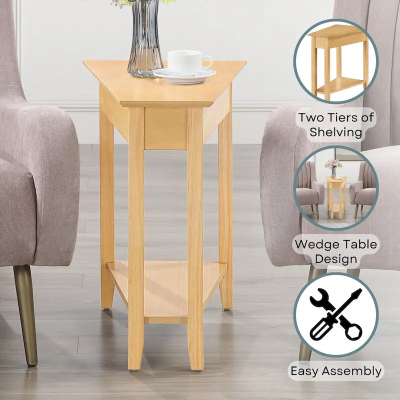 American Heritage Wedge End Table with Shelf by Convenience Concepts
