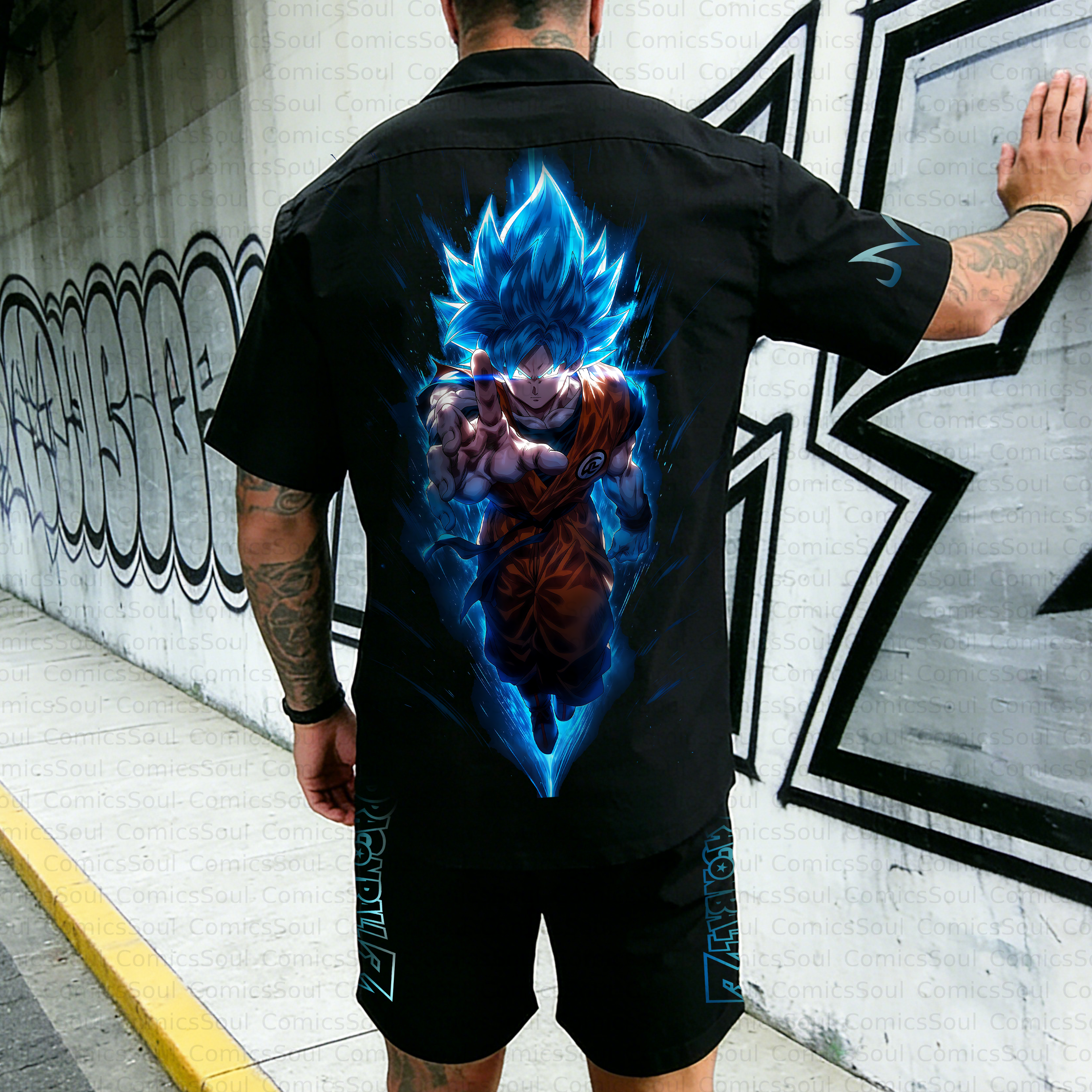 Unisex Anime Inspired Vintage Short-sleeved Shirt Set