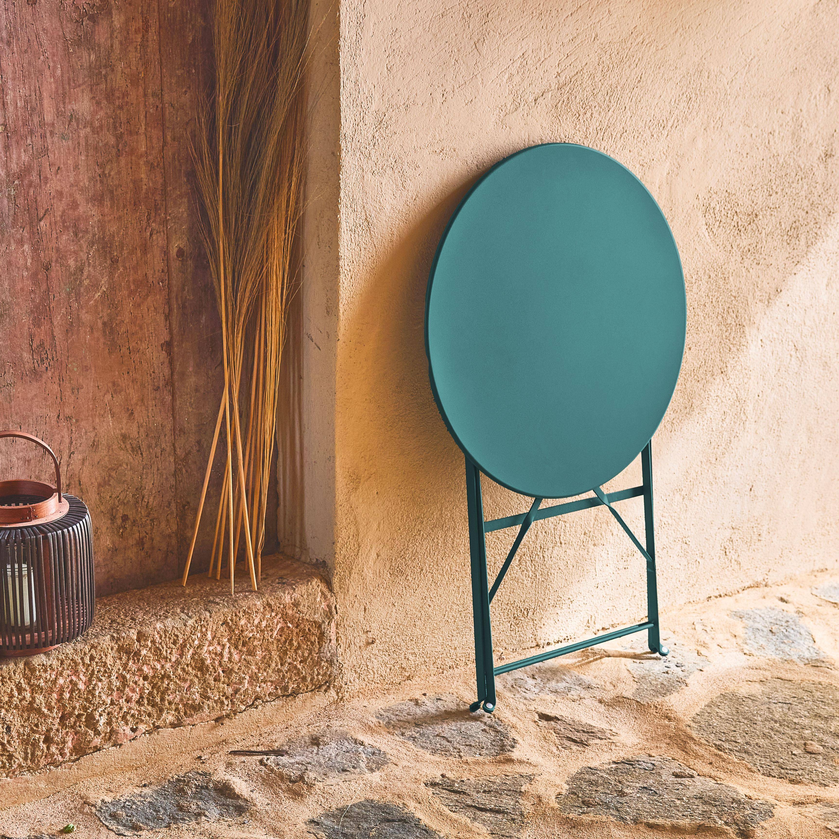 Emilia - Mesa de jardín bistró plegable de acero, 2 plazas,  ø60cm