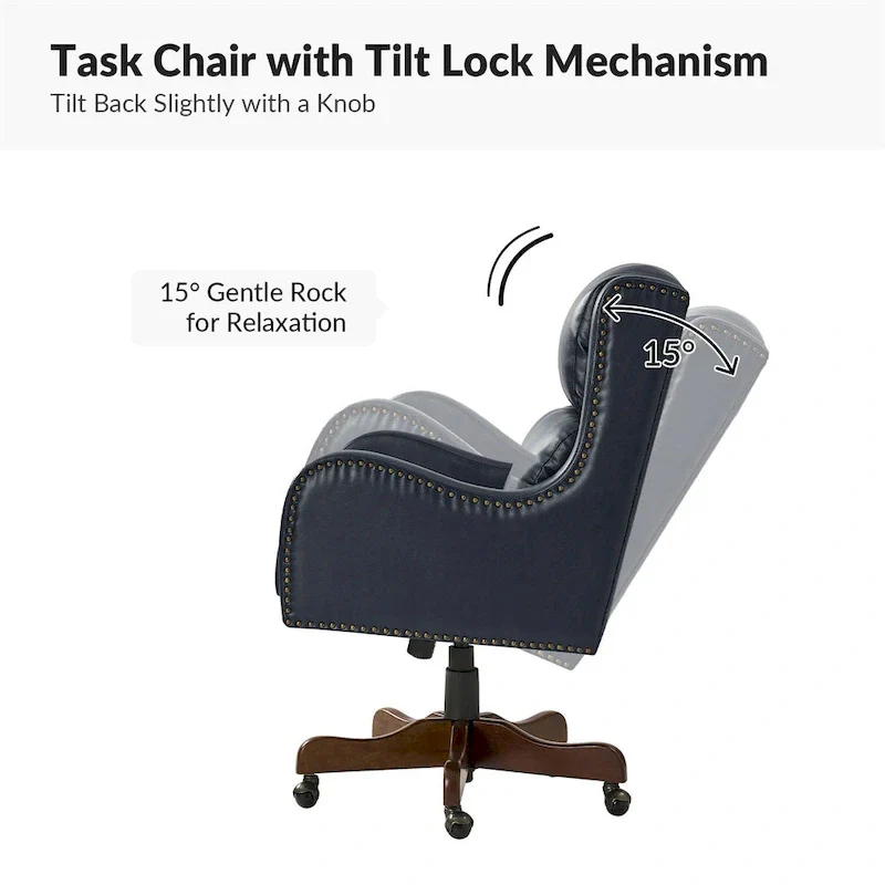 HULALA HOME Pete Adjustable Height Faux Leather Swivel Executive Chair with Tilt Mechanism