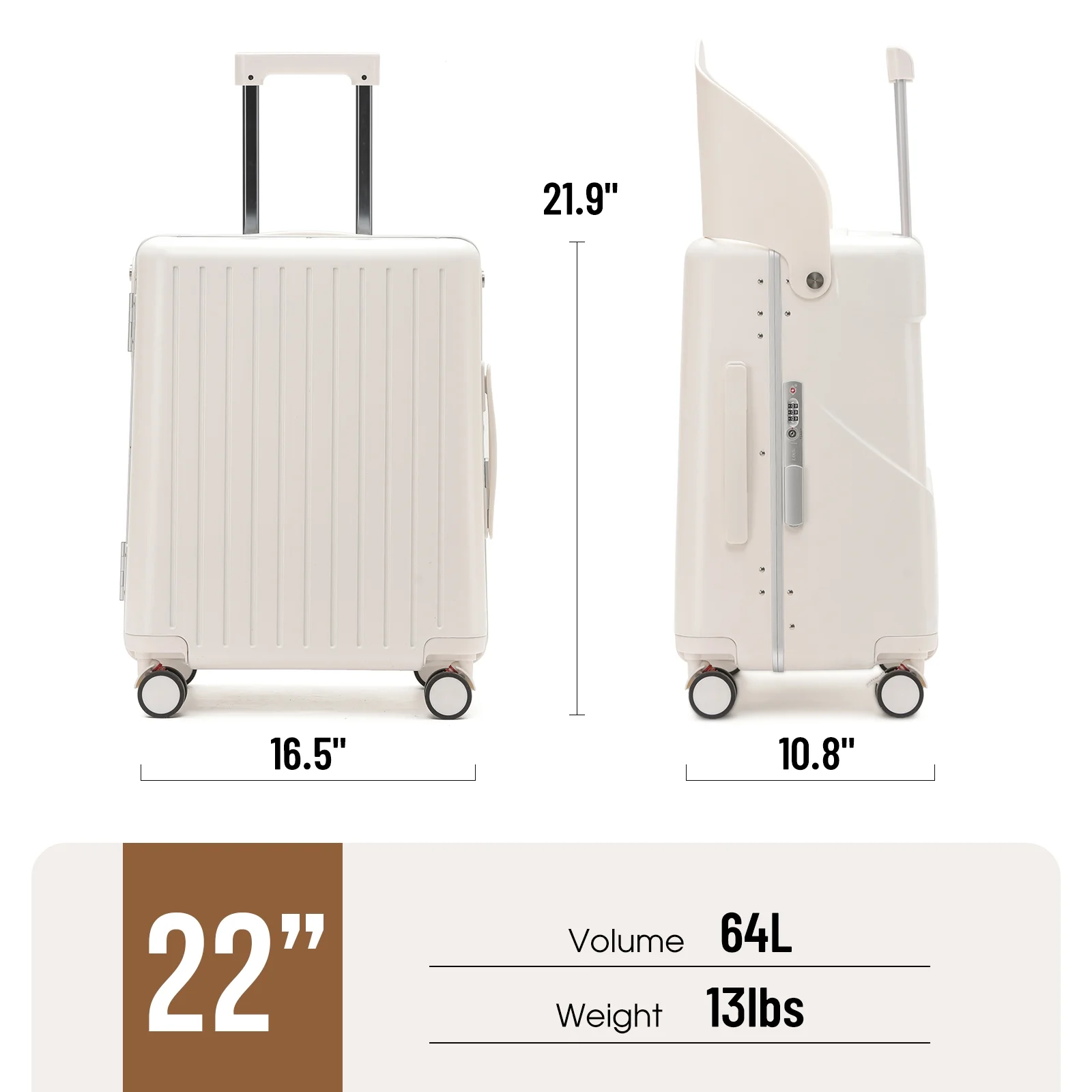22 Inch TSA Lock Luggage with for Kids& Adult,Check in Lockable Spinner Wheels Free Luggage Cover and Safety Seatbelt Travel Suitcase - Image 27