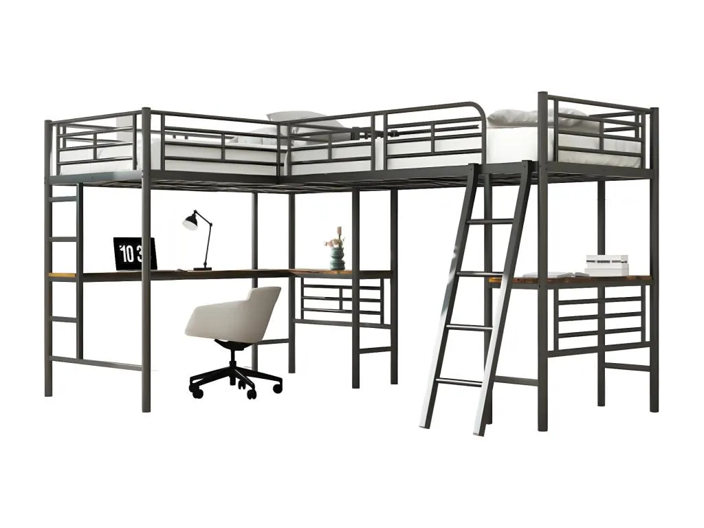 Litera de 90 x 200 cm dos literas mesa debajo de la cama negro KZNB31124