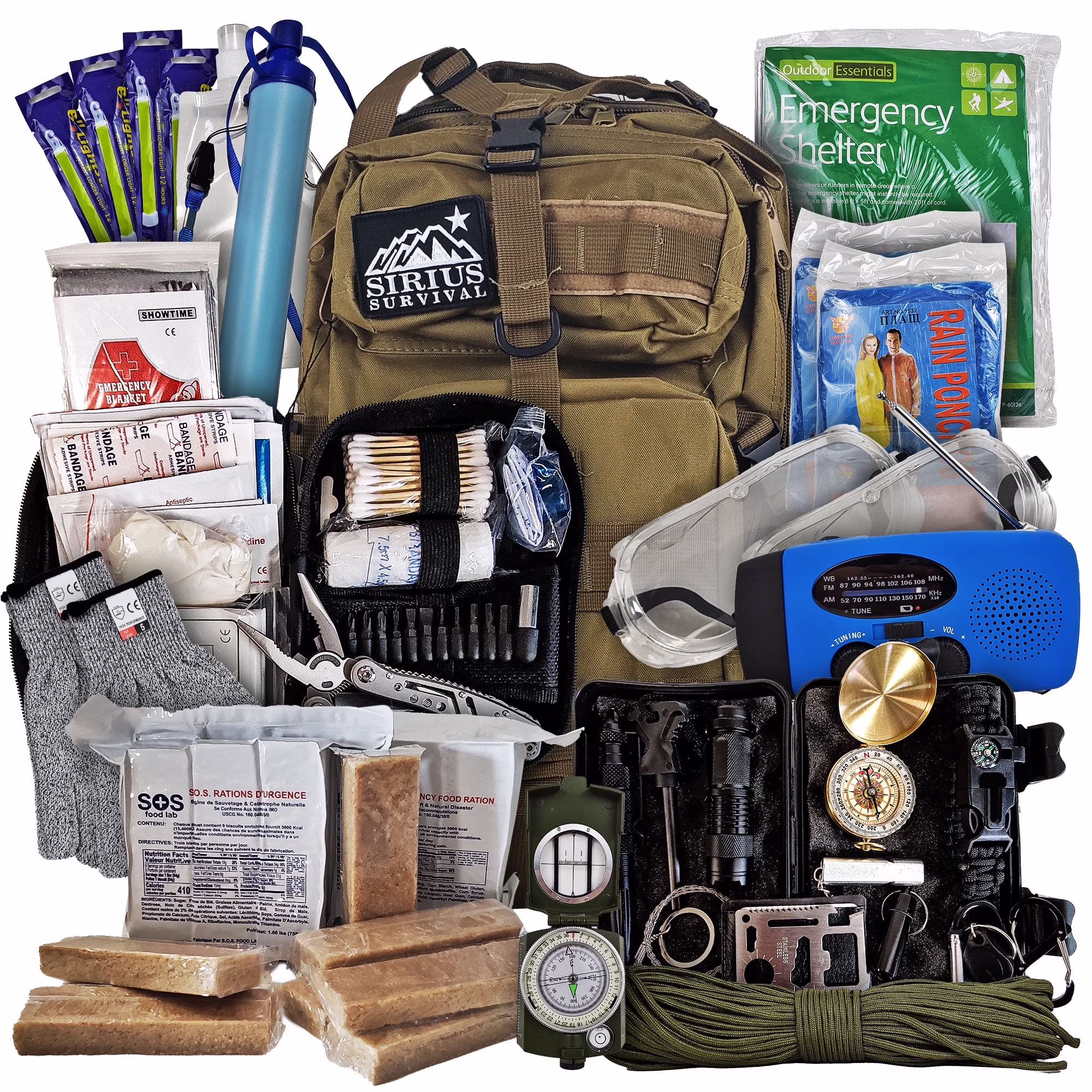 Vital 72 Hour Emergency Survival Kit for Family - Bug Out Bag for Hurricanes, Floods, Tornadoes or Other Disasters - 72 Hour Kit of Food & Water for 2 Per Bag - Image 7