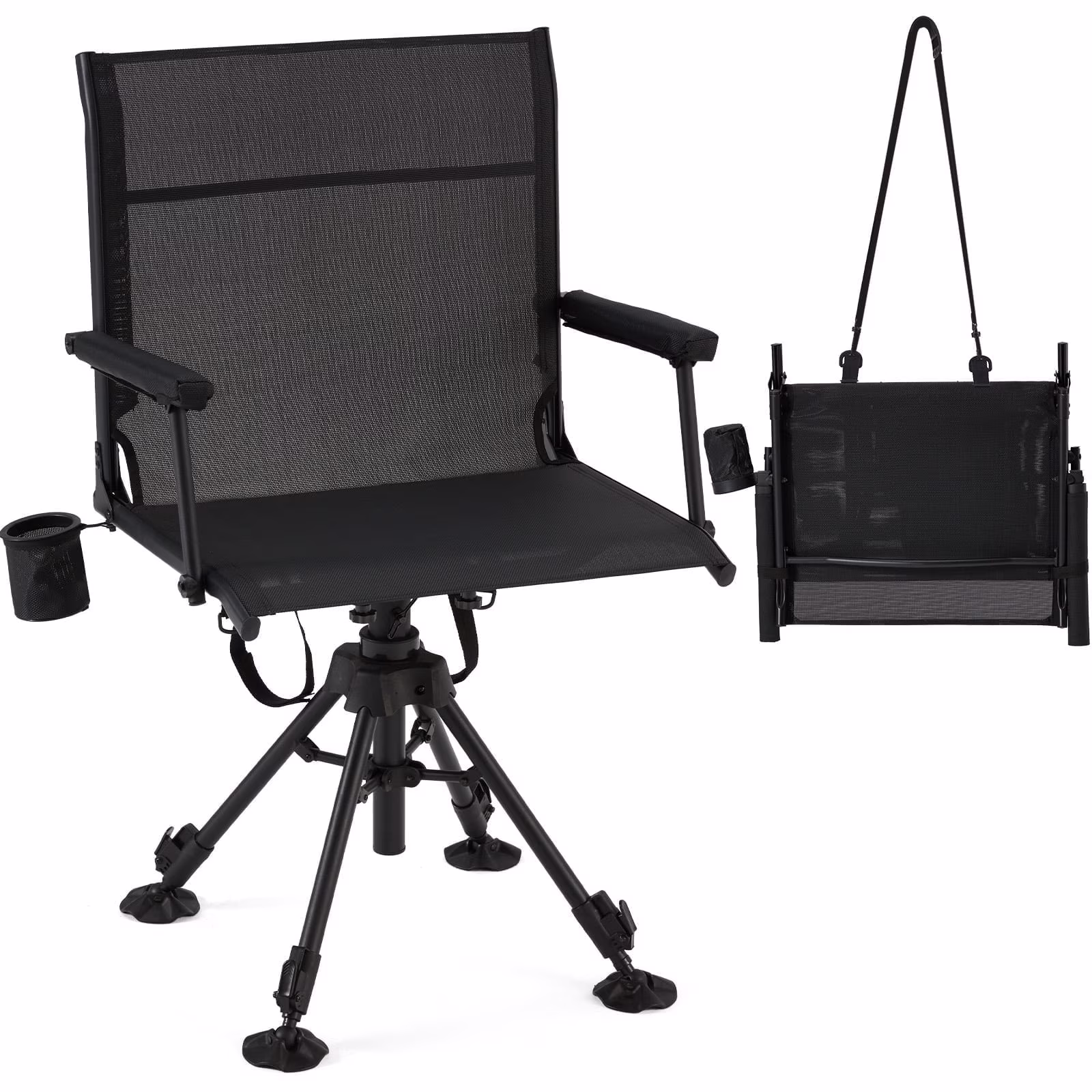 Danrelax 360- Silent Camo Hunting Blind Chair, Armrests, Side Pouch, Telescopic Legs - Image 3