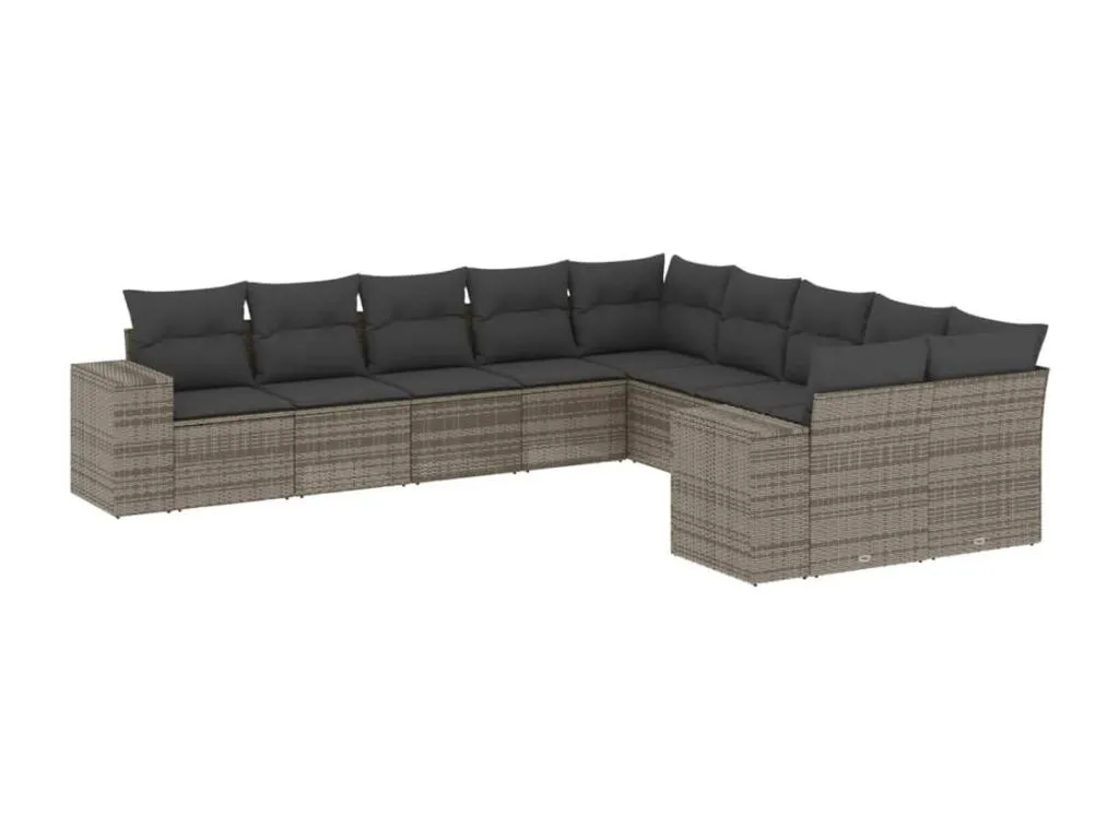 Set de sofás de jardín 10 pzas con cojines ratán sintético gris 80117ayvp