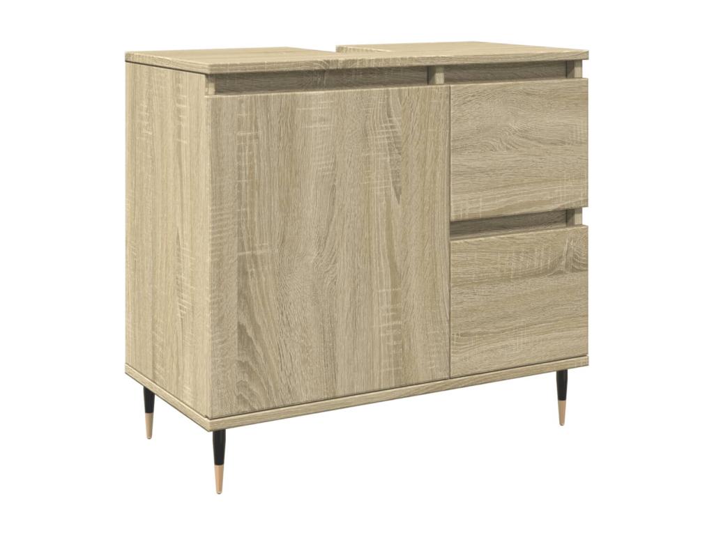 Armario de lavabo de baño madera roble Cozetiq 65x33x60 cm