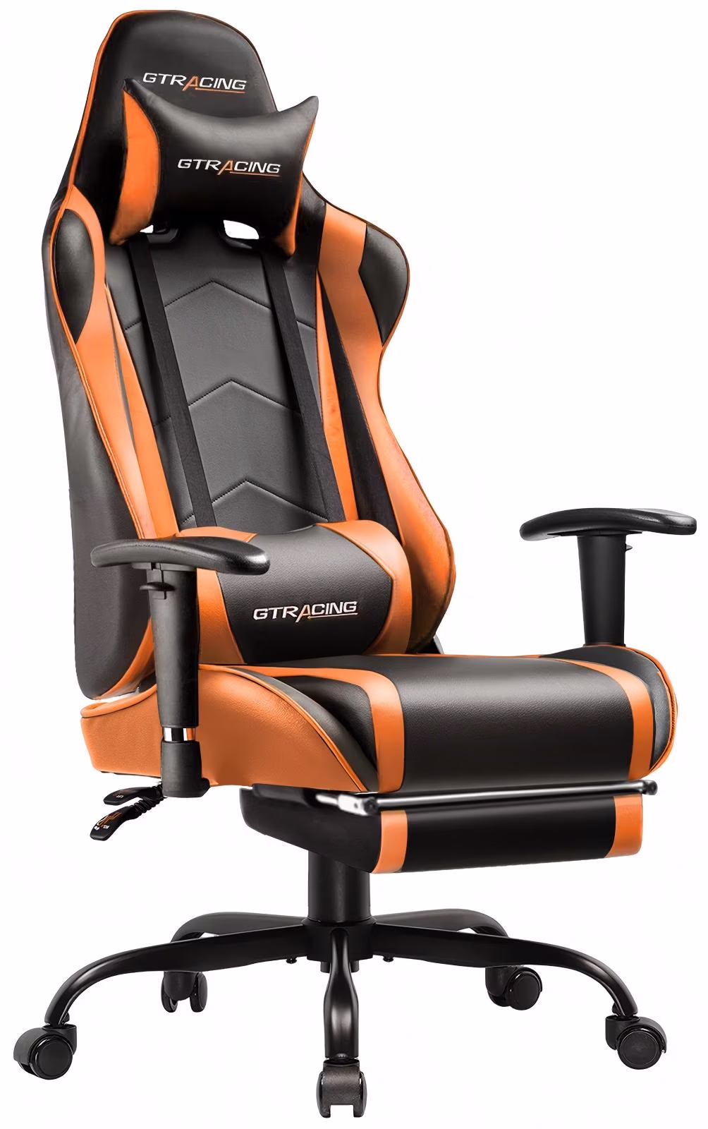 GTRACING Gaming Chair, Ergonomic Office Desk Chair with Lumbar Support, PU Leather, Footrest & Adjustable Headrest, Red - Image 11