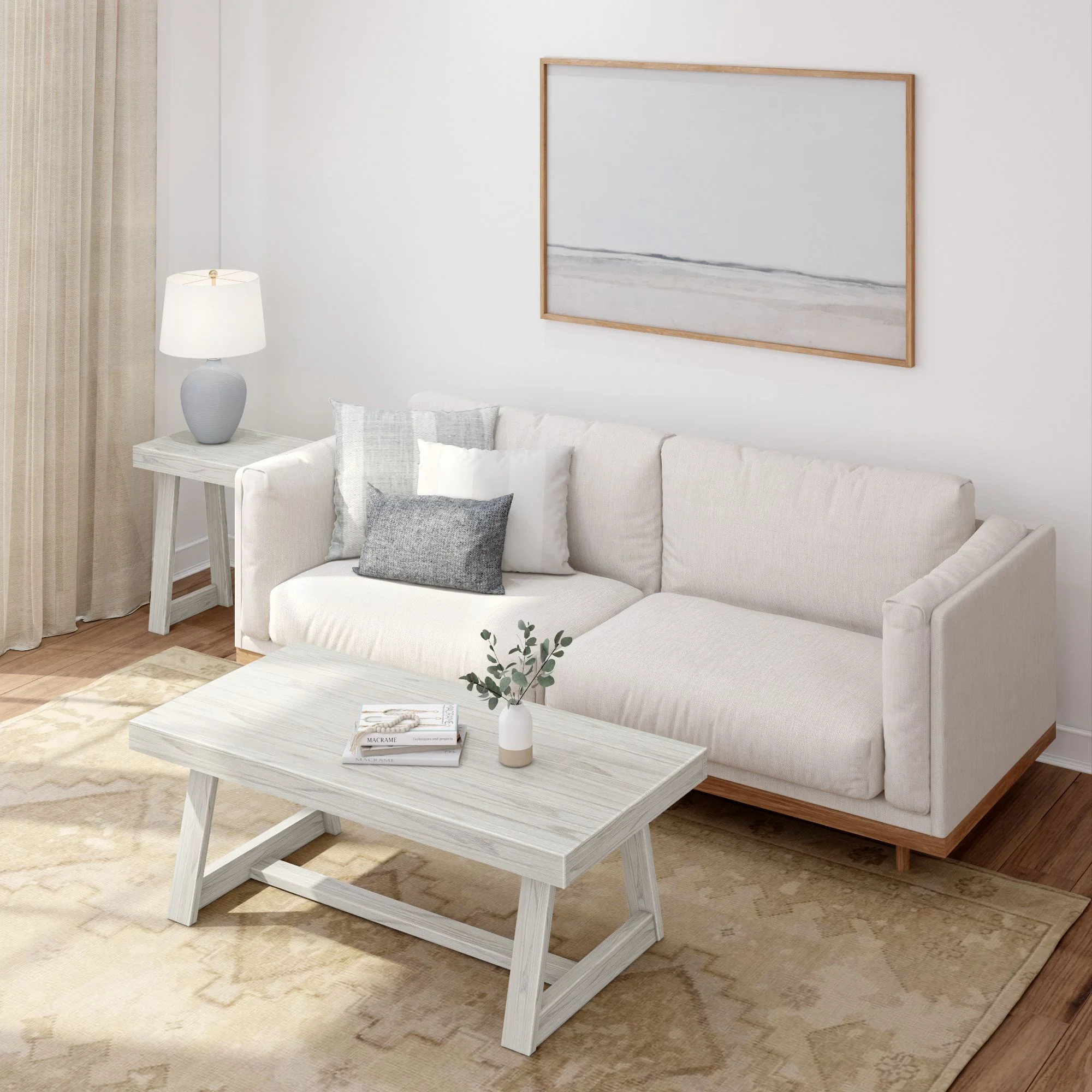 Plank+Beam Farmhouse Coffee Table, 48" Solid Wood Tables for Living Room, Rectangular Center Table - Image 10