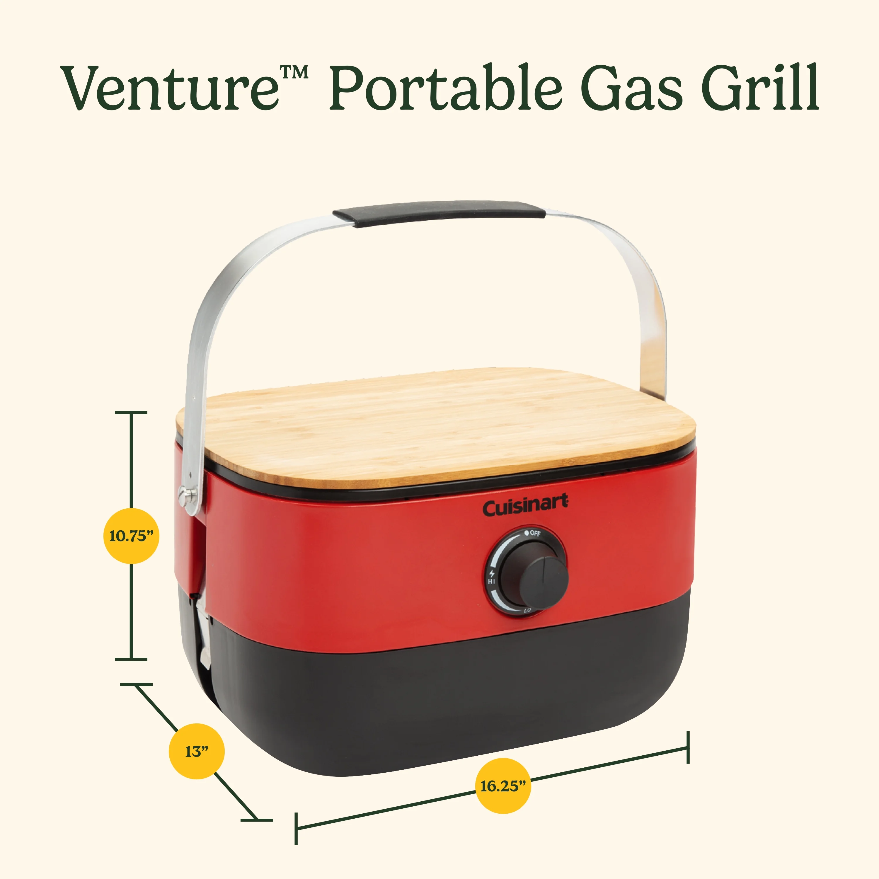 Cuisinart Venture? Portable Gas Grill, Small Camping Grill with Cutting Board and Handle - Image 2