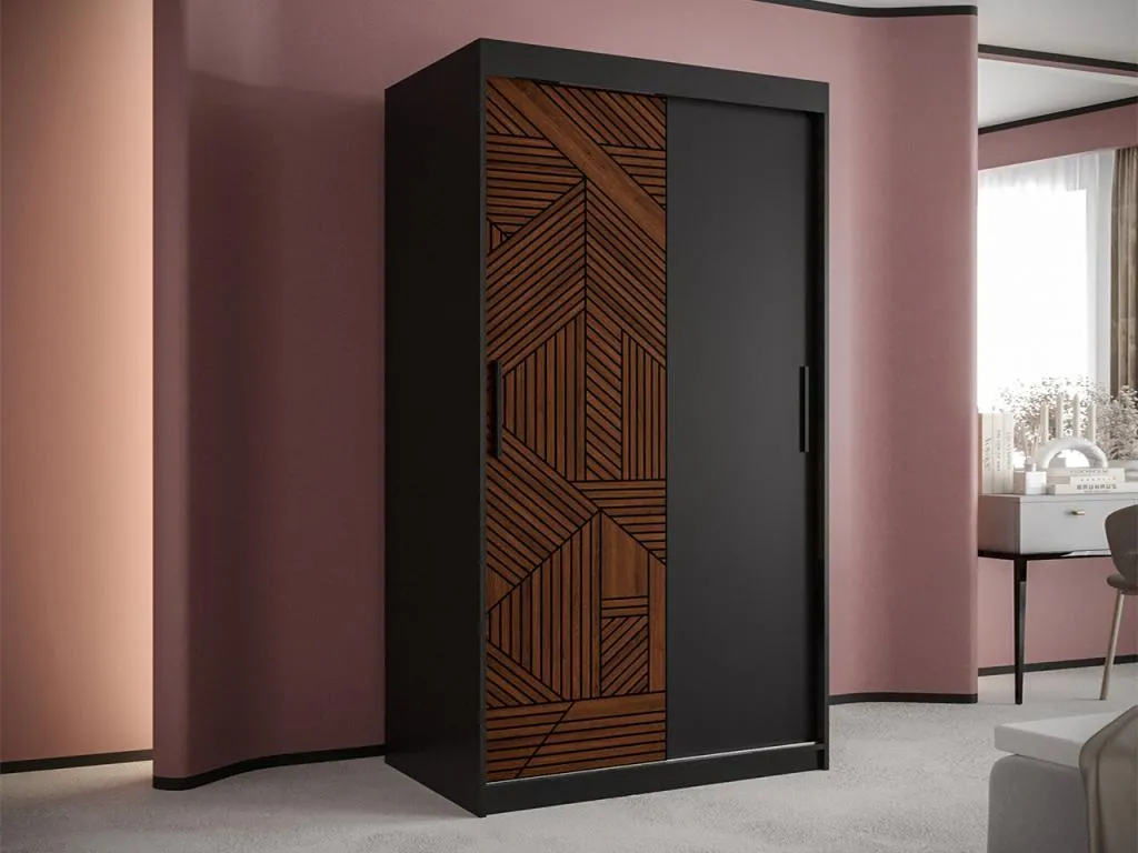 Armario Vivircalido 464 Nogal | Negro 200x100x62cm Puertas de armario - Correderas szav12546