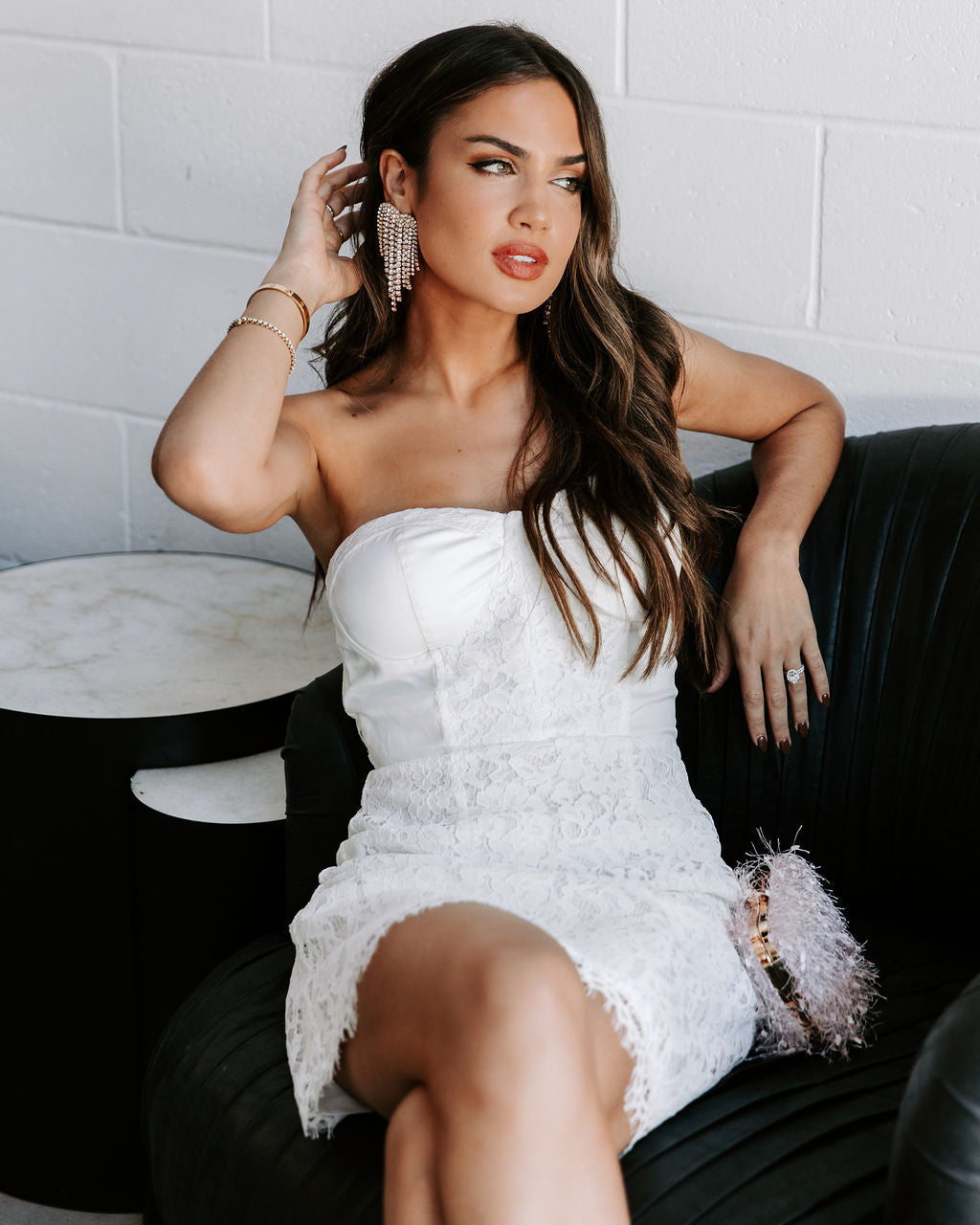 To Be With You Lace Strapless Corset Mini Dress - White - Se7enfashion
