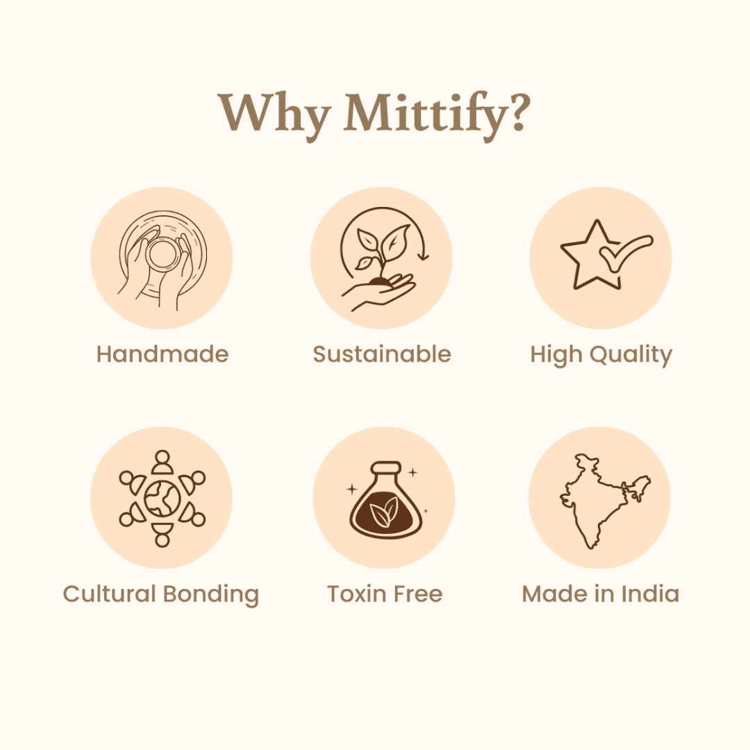 Mittify Handmade Clay Water Filter with Lid & Metal Tap | Earthen Harp Design Water Filter | Eco-Friendly Clay Filter (676oz/20L) - Image 9