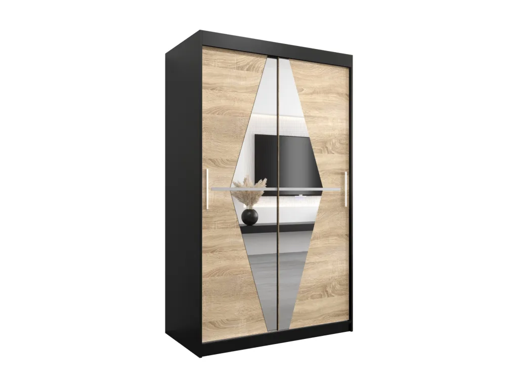 Armario de puertas correderas Biocasahogar 2 puertas 200/120/62 cm acabado negro HN7525544