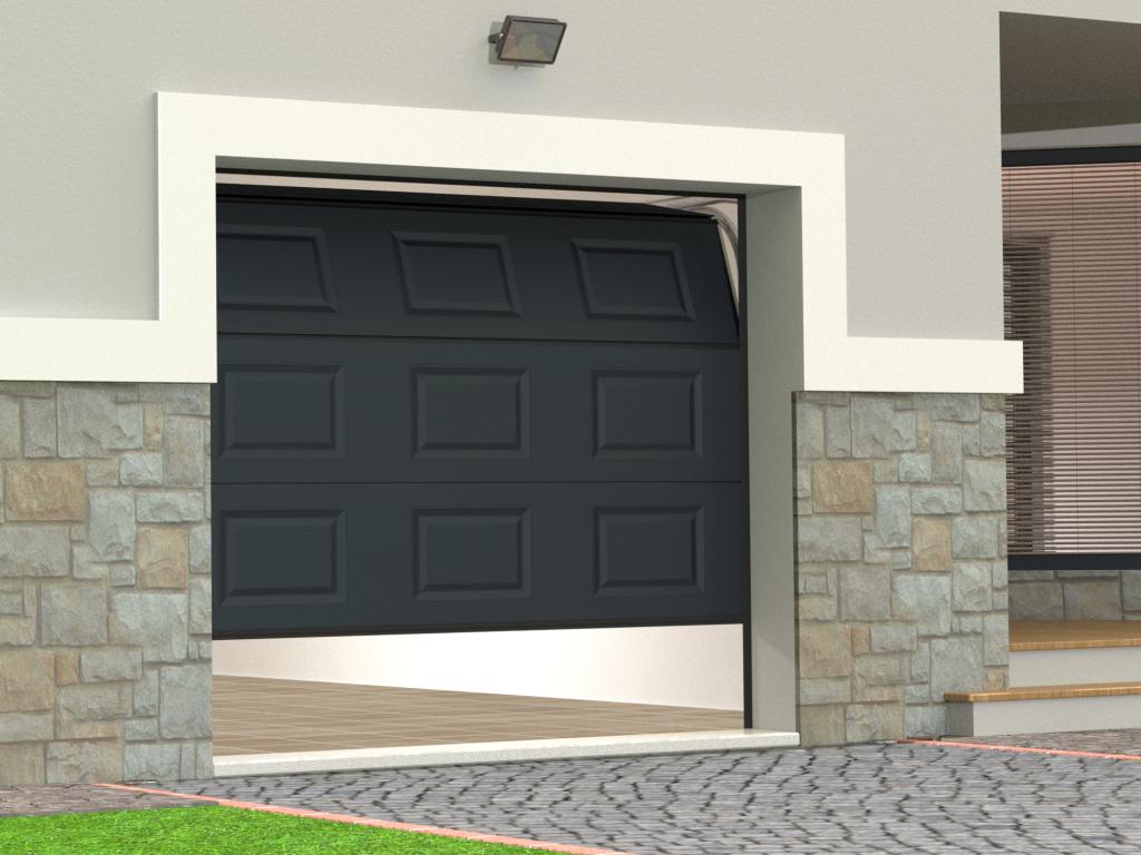 Puerta de garaje seccional antracita con motor Laocacasas - CAOPAS