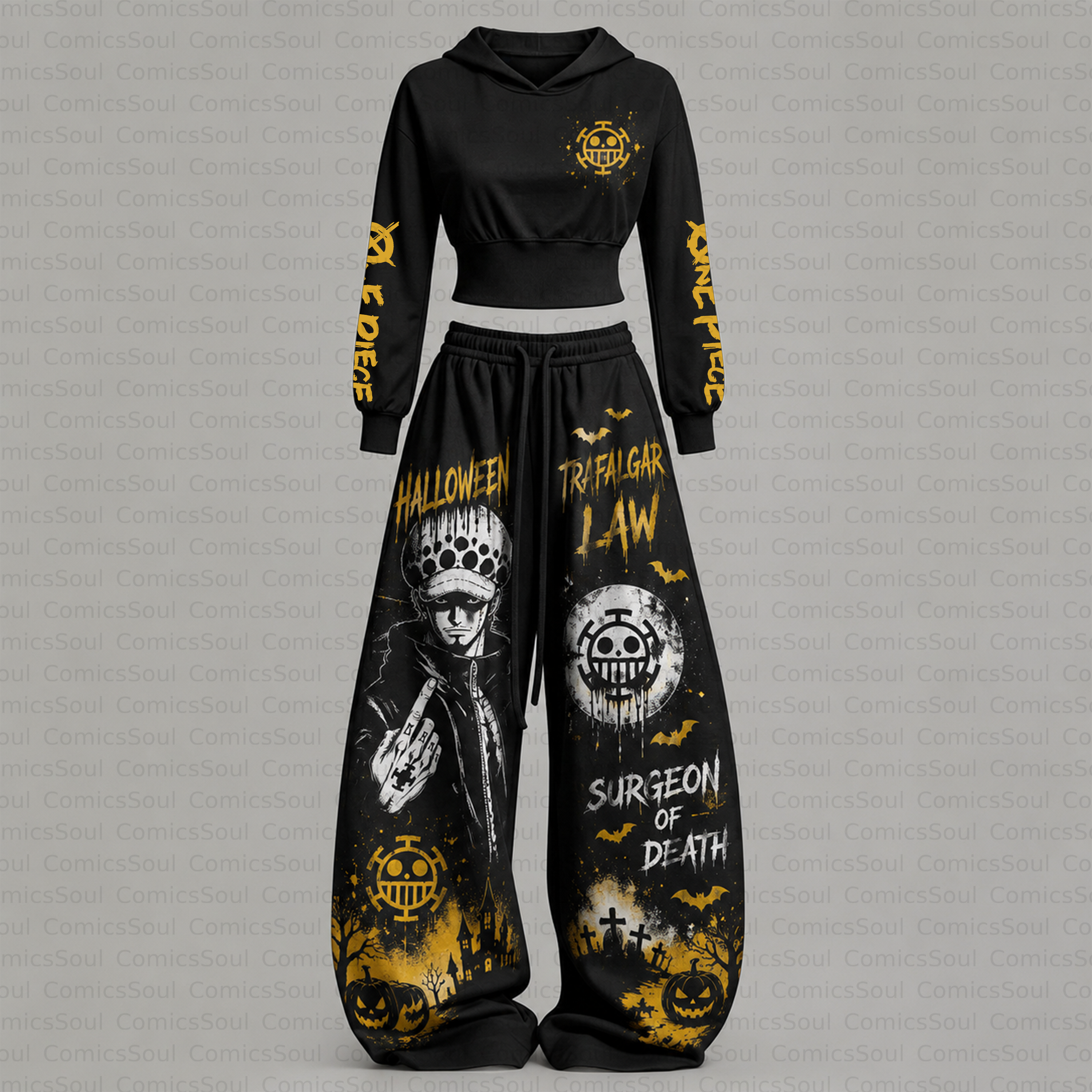 One Piece Halloween Theme Hoodie & Pants Two Piece Tracksuit Set 3050987 TeeThreads Sustain the Scene with Custom Apparel
