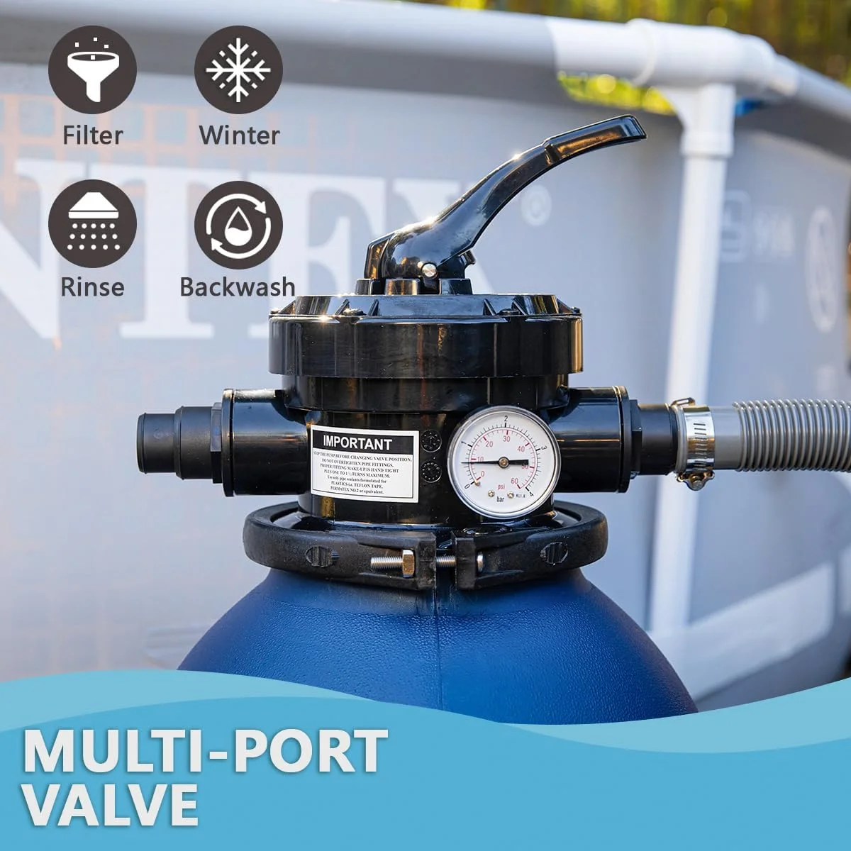 XtremepowerUS 13" Sand Filter Pump, 2400 GPH Xtreme Power Pool Pump for Above Ground Pools, .75HP - Image 10