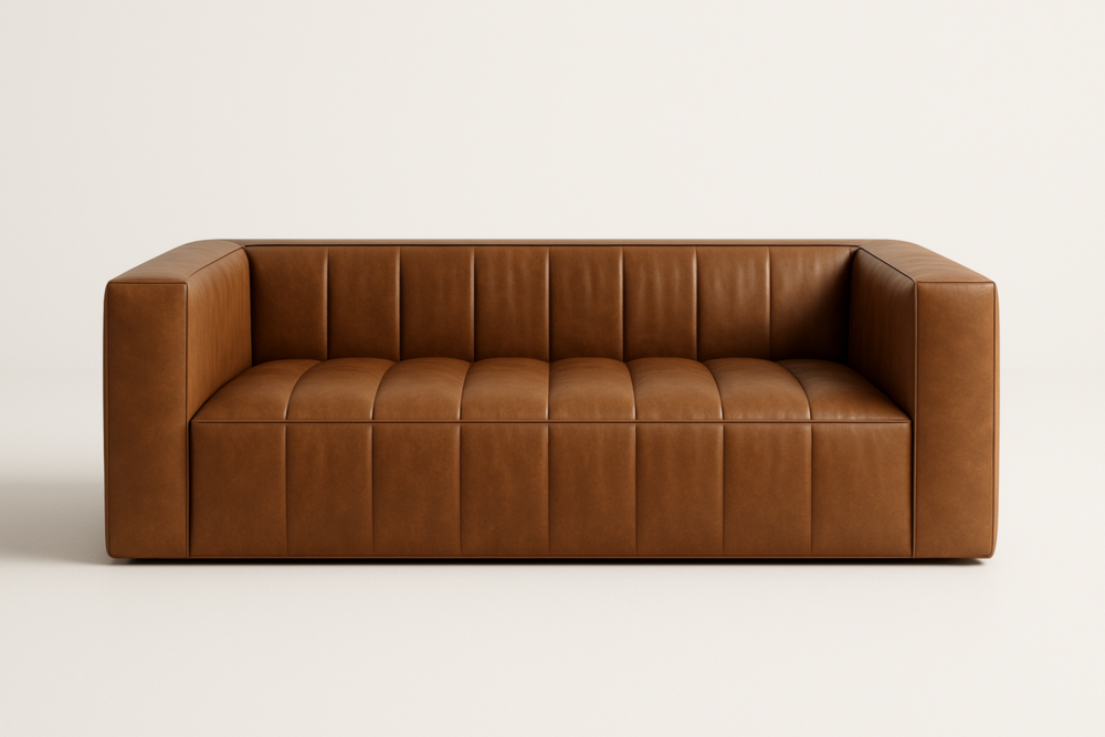 Sofá de 3 Plazas Marrón 180x90x75 cm, Tapizado en Polipiel, Altura de Asiento 42 cm