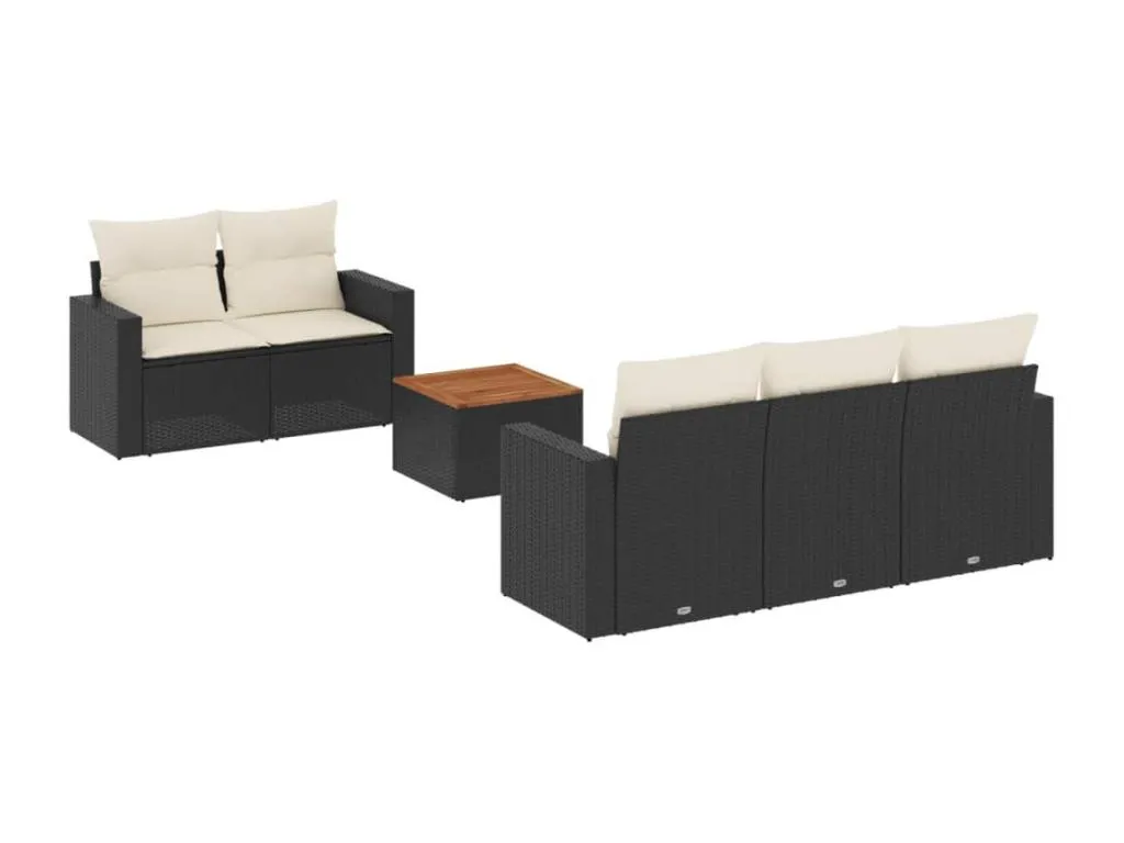 Homepleno Set de sofás de jardín 6 piezas y cojines ratán sintético negro 11415wgcw