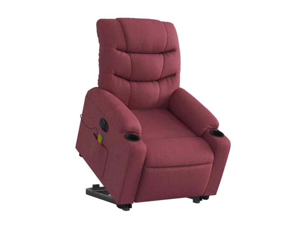 Sillón de masaje elevable eléctrico tela rojo tinto