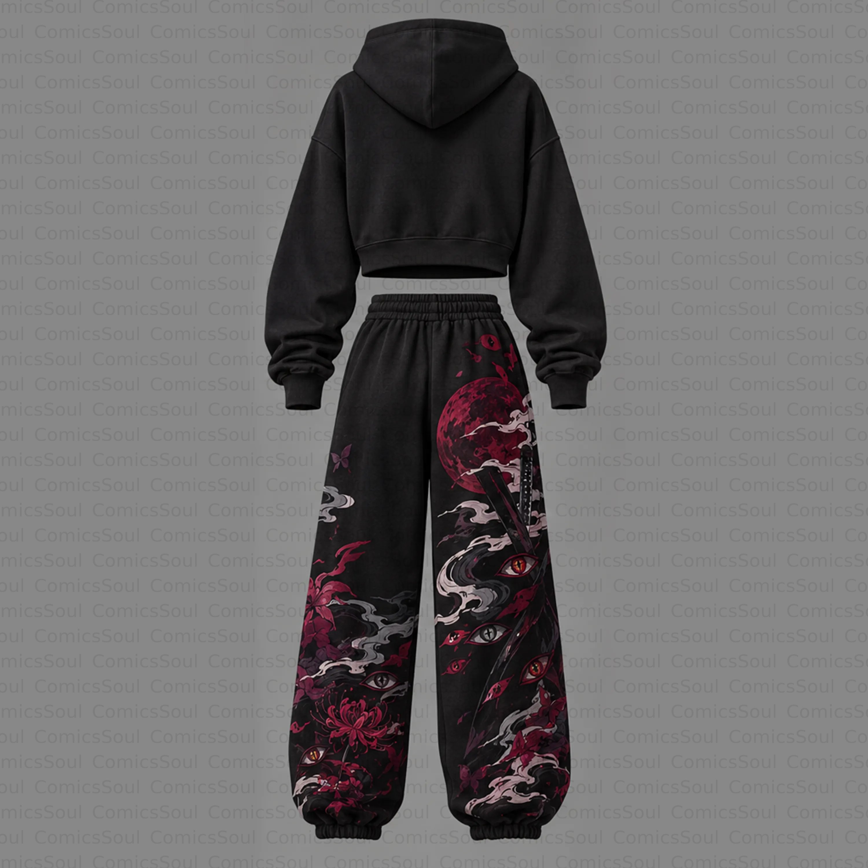 Demon Slayer Cropped Long Sleeve Hoodie & High Waist Jogger Pants Two Piece TeeThreads Sustain the Scene with Custom Apparel