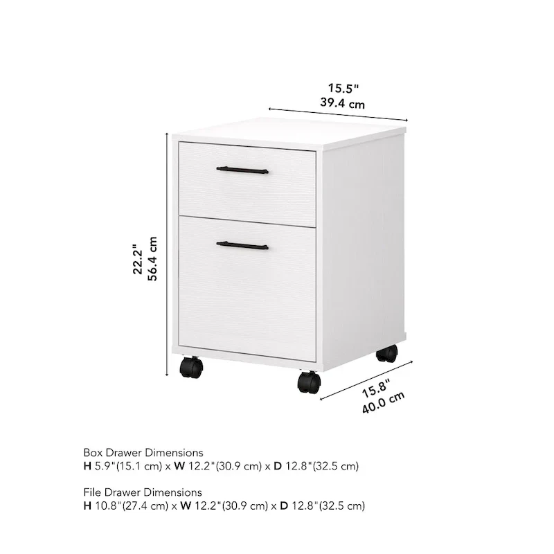 Bush Furniture Key West Mobile File Cabinet with 2 Drawers