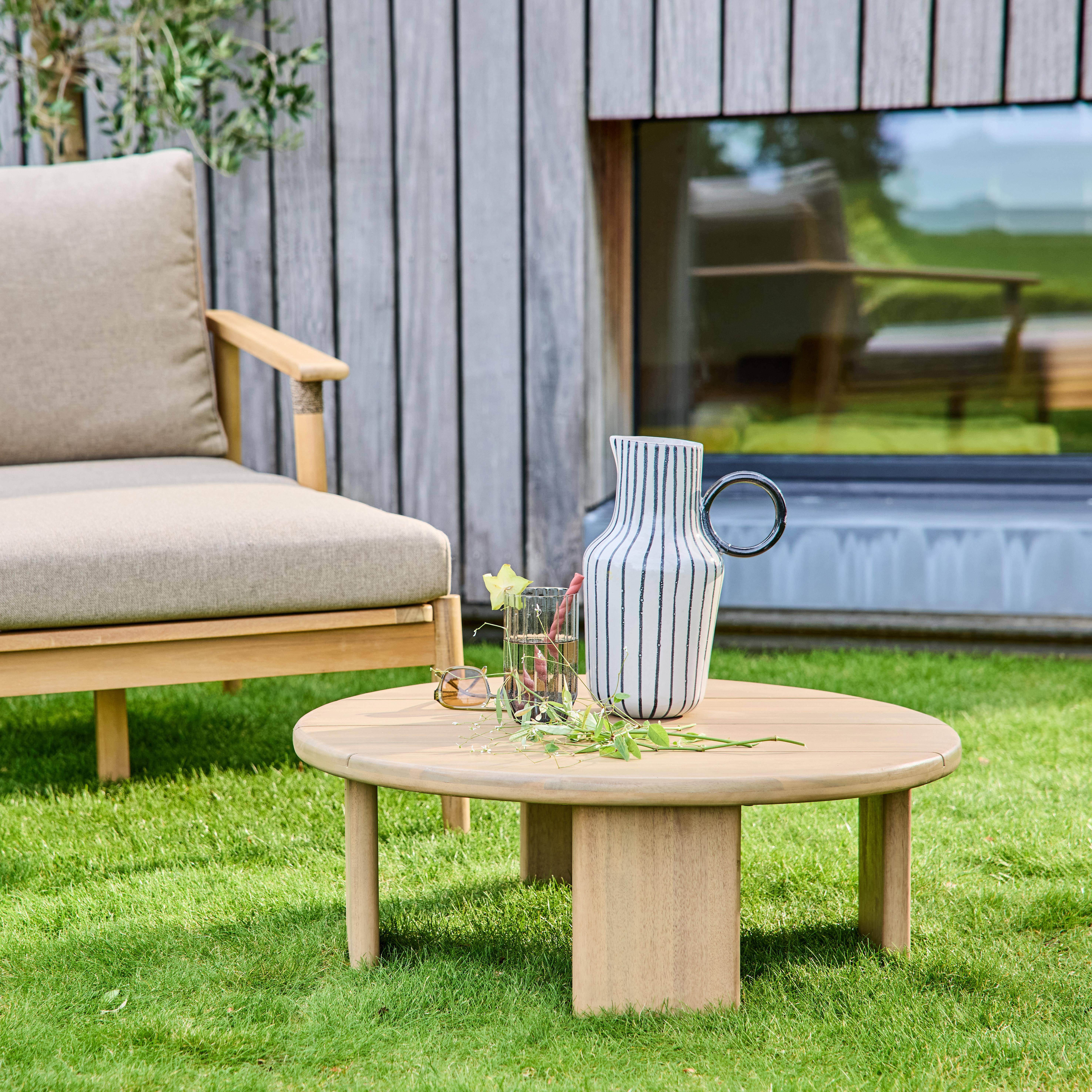 Kaita - Mesa de centro para jardín redonda de madera de acacia, 70cm