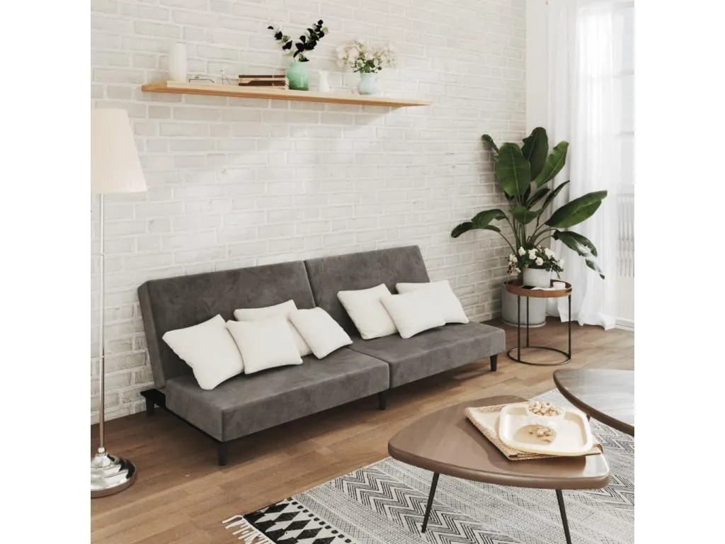 Sofá cama de 2 plazas terciopelo gris oscuro KFYV62255