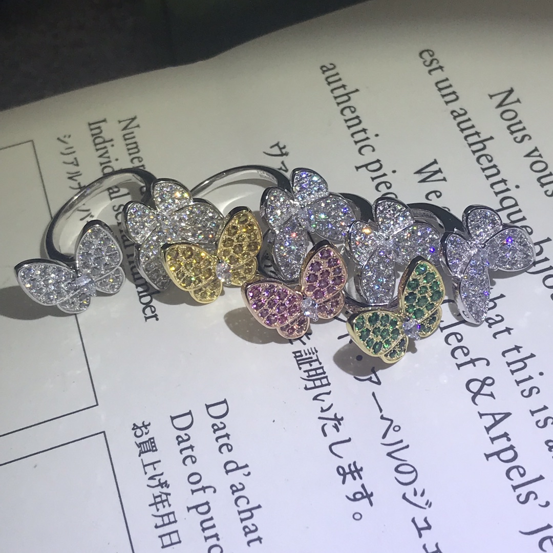 VCA Full Diamond Two Butterfly Between the Finger Ring - Original Replica Club
