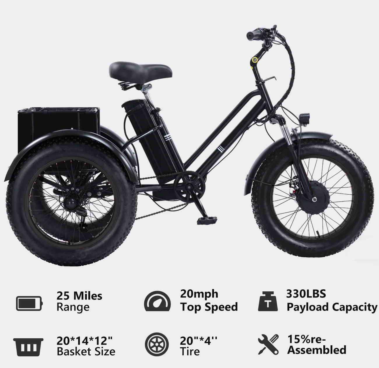 YEBEI Electric Tricycle for Adults Folding E-Trike Motorized Tricycle Electric 3 Wheels Trike Powerful 500W Motor Electric Tricycle 48V15AH Lithium Battery Max 20MPH 20*4.0- Fat Tire Orange - Image 34