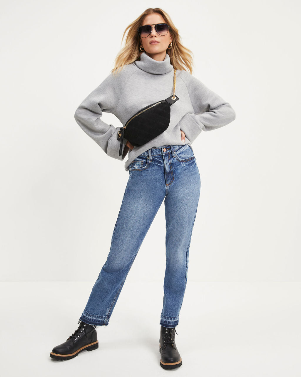 Caprina Knit Turtleneck Pullover Sweater - Grey - Se7enfashion