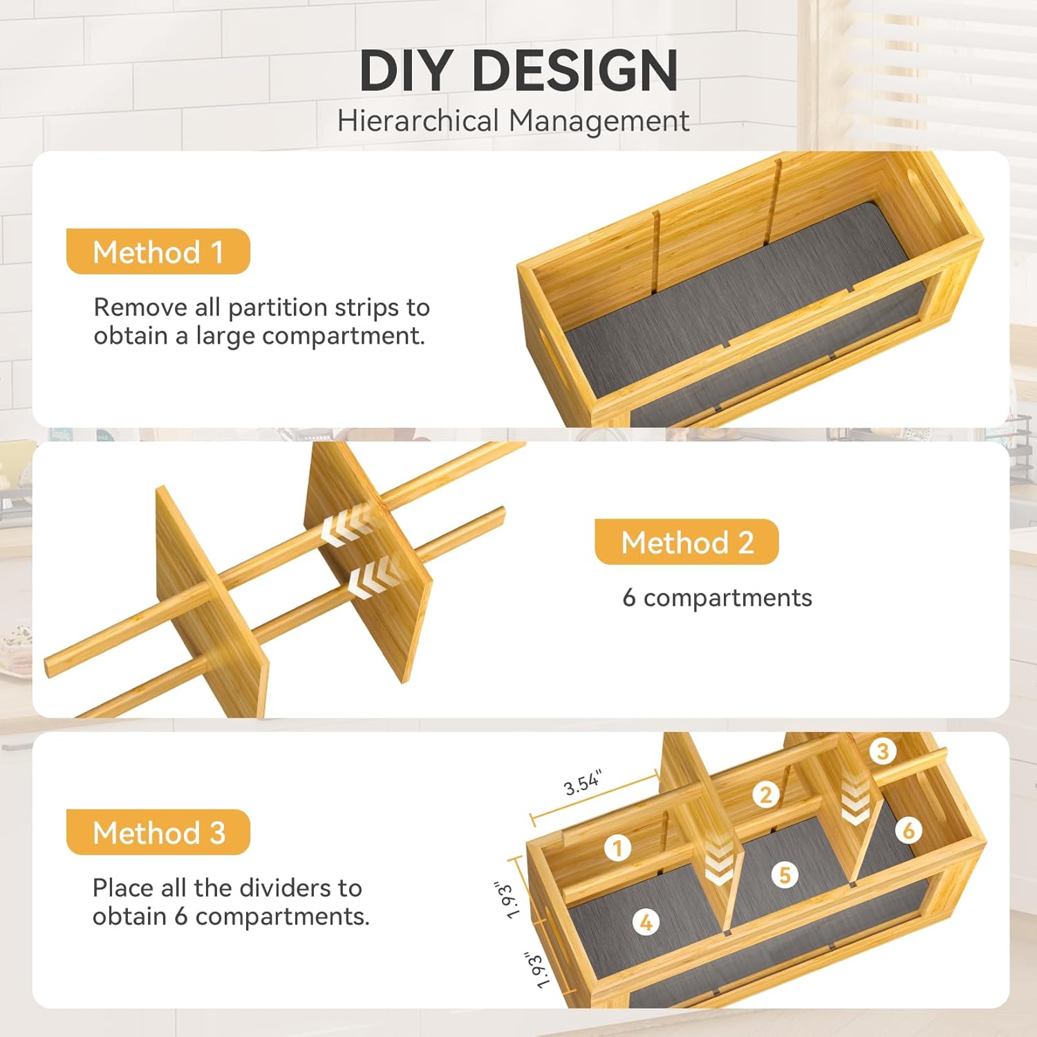 Yofidra Bamboo Utensil Holder & Silverware Organizer: Extra Large Cooking Holder with Absorbing Drying Stone and 6 Compartments Kitchen Countertop Storage Farmhouse Decor Accessories 11.8
