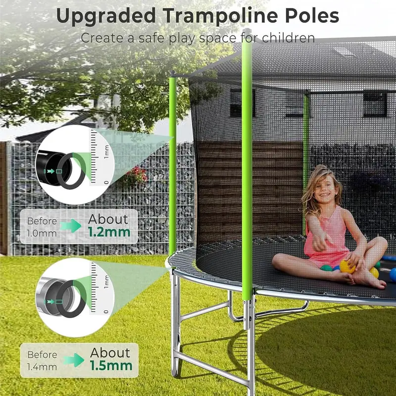 Trampoline With Enclosure Net And Adjustable Basketball Hoop - 8ft, 10ft, 12ft, 14ft, 15ft, 16ft - Image 80 Trampoline With Enclosure Net And Adjustable Basketball Hoop - 8ft, 10ft, 12ft, 14ft, 15ft, 16ft - Image 80