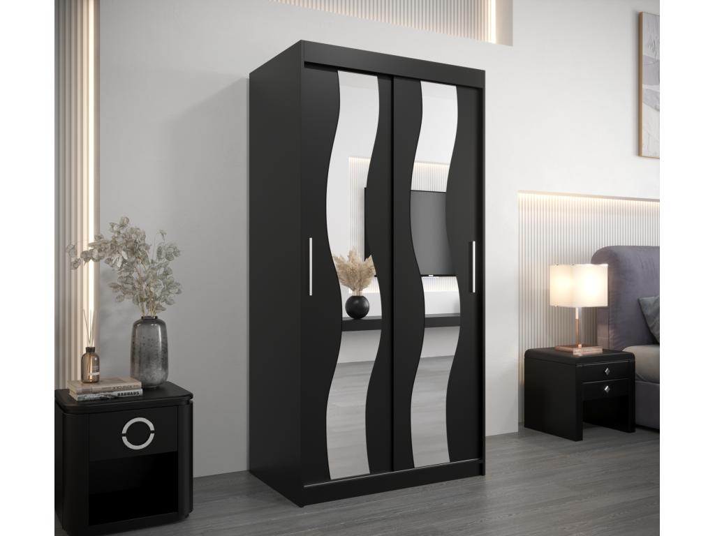 Armario SEWILLA de puertas correderas 200/100/62 2 puertas (negro/negro)