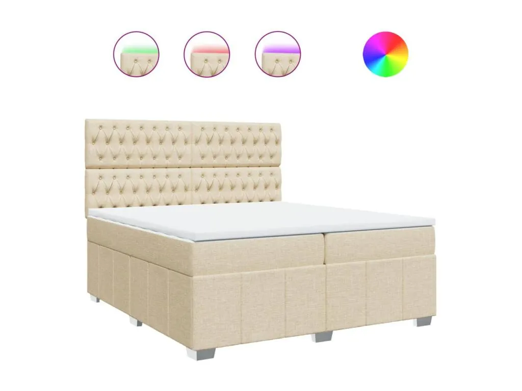 Cama box spring con colchón tela color crema 200x200 cm efd3518523