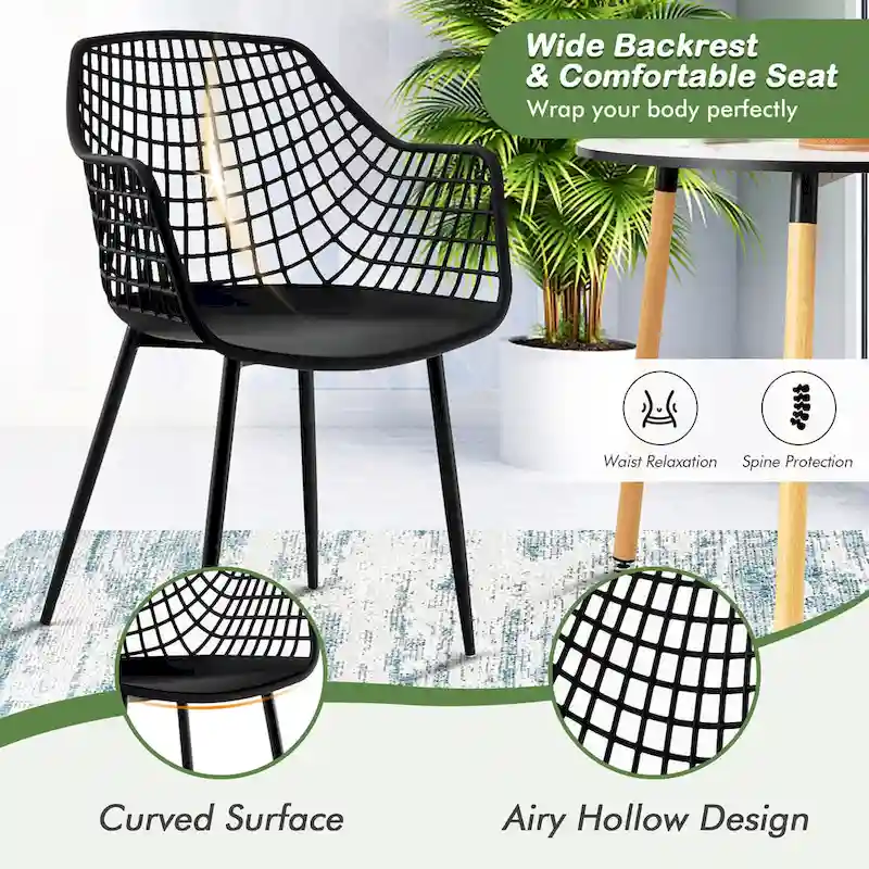 Set of 4 Modern Plastic Shell Dining Chairs with Metal Legs by Costway
