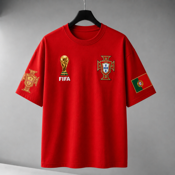 Athletic Cross Shield Badge Printed Unisex Oversized T-shirt