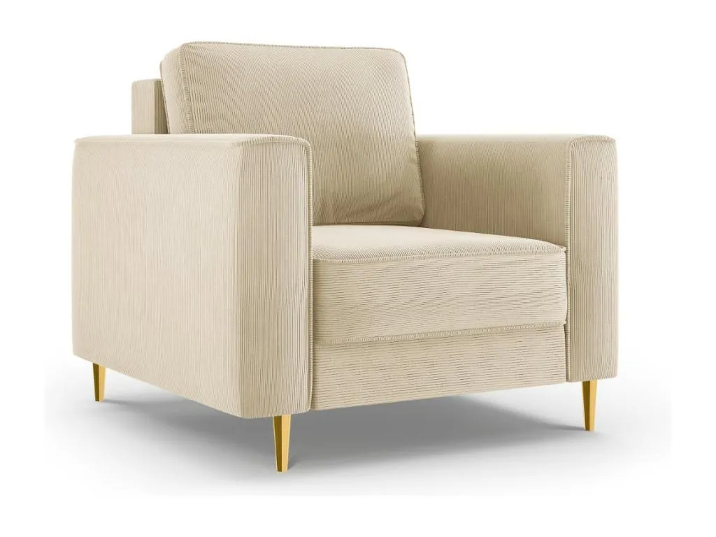 Sillón Quietena de pana beige - 98x97x88cm
