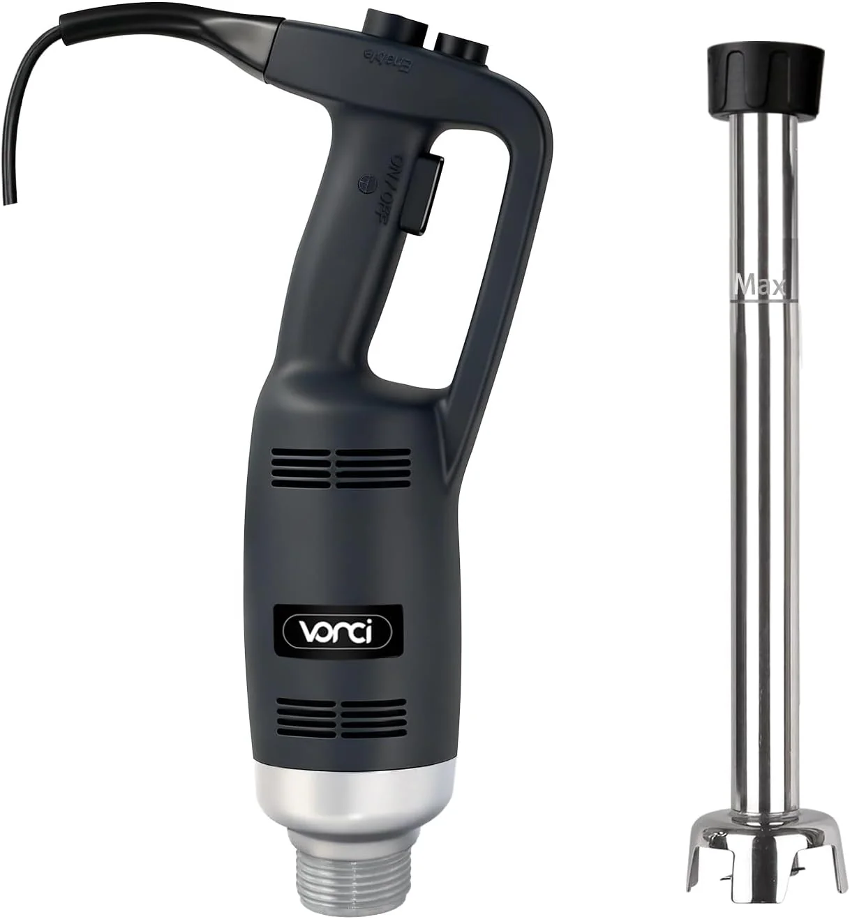 VONCI 500W Commercial Immersion Blender, 16" SUS 304 Removable Shaft, Heavy Duty Power Hand Mixer with Variable Speed 6000-20000RPM, Professional Electric Stick Blender for Restaurant Kitchen Use.