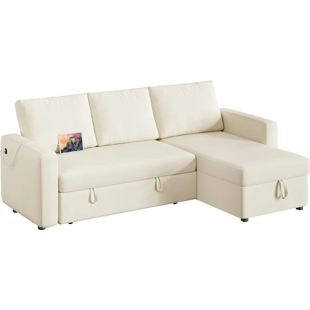Alden Design Reversible Sectional Sofa with USB & Type-C Ports for Livingroom, Light Gray - Image 29