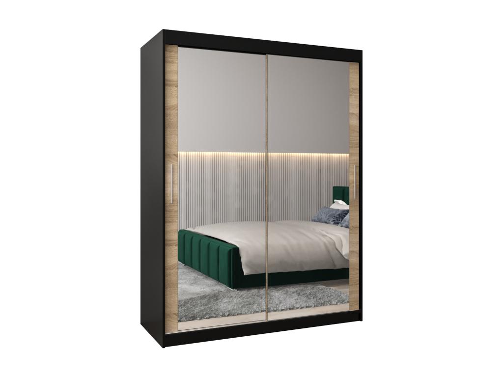 Armario Tokyo 3 de puertas correderas 200/150/62 2 puertas (negro/sonoma)