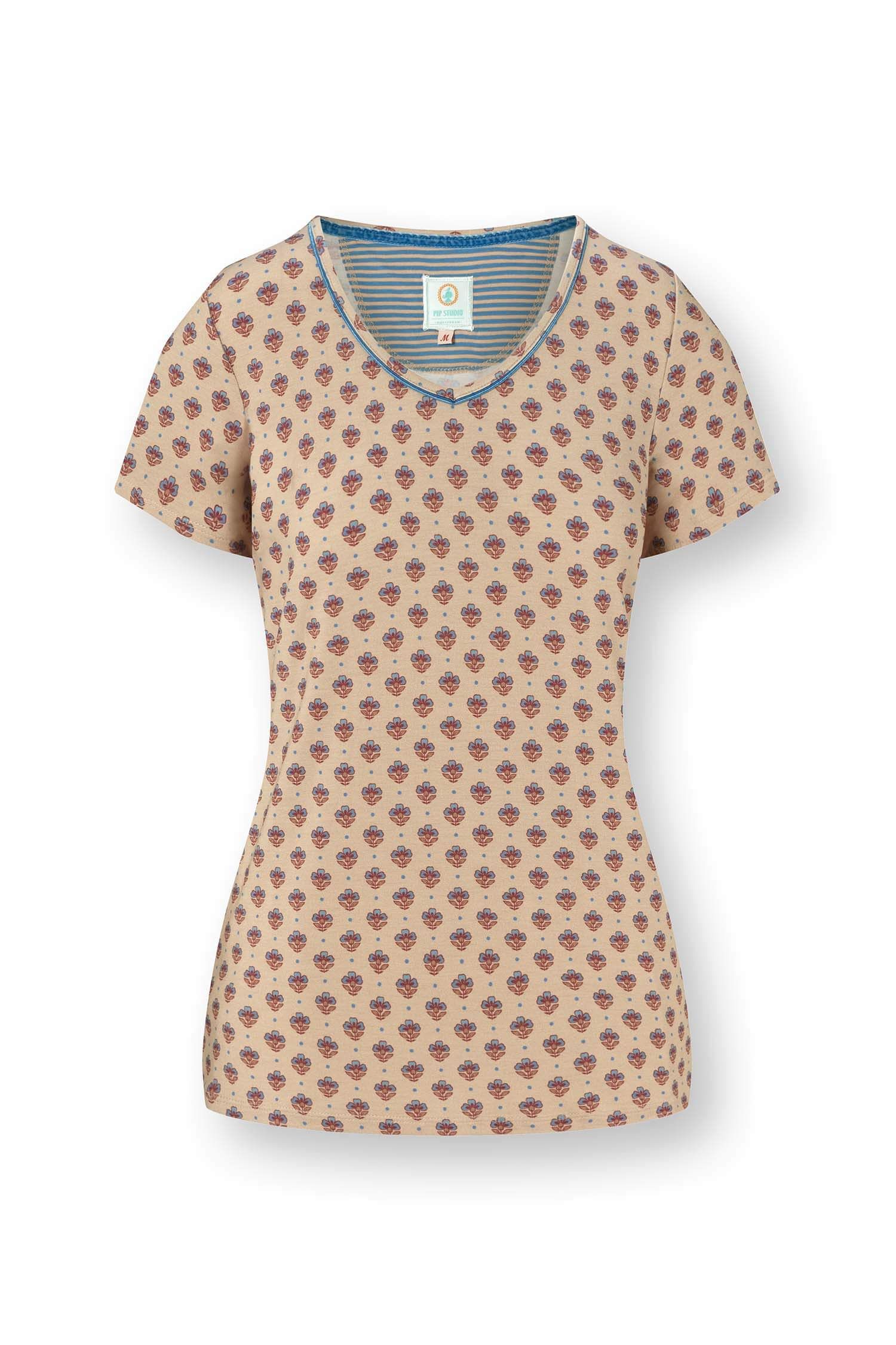 Toy Short Sleeve Top Jaipur Flower Khaki/Blue