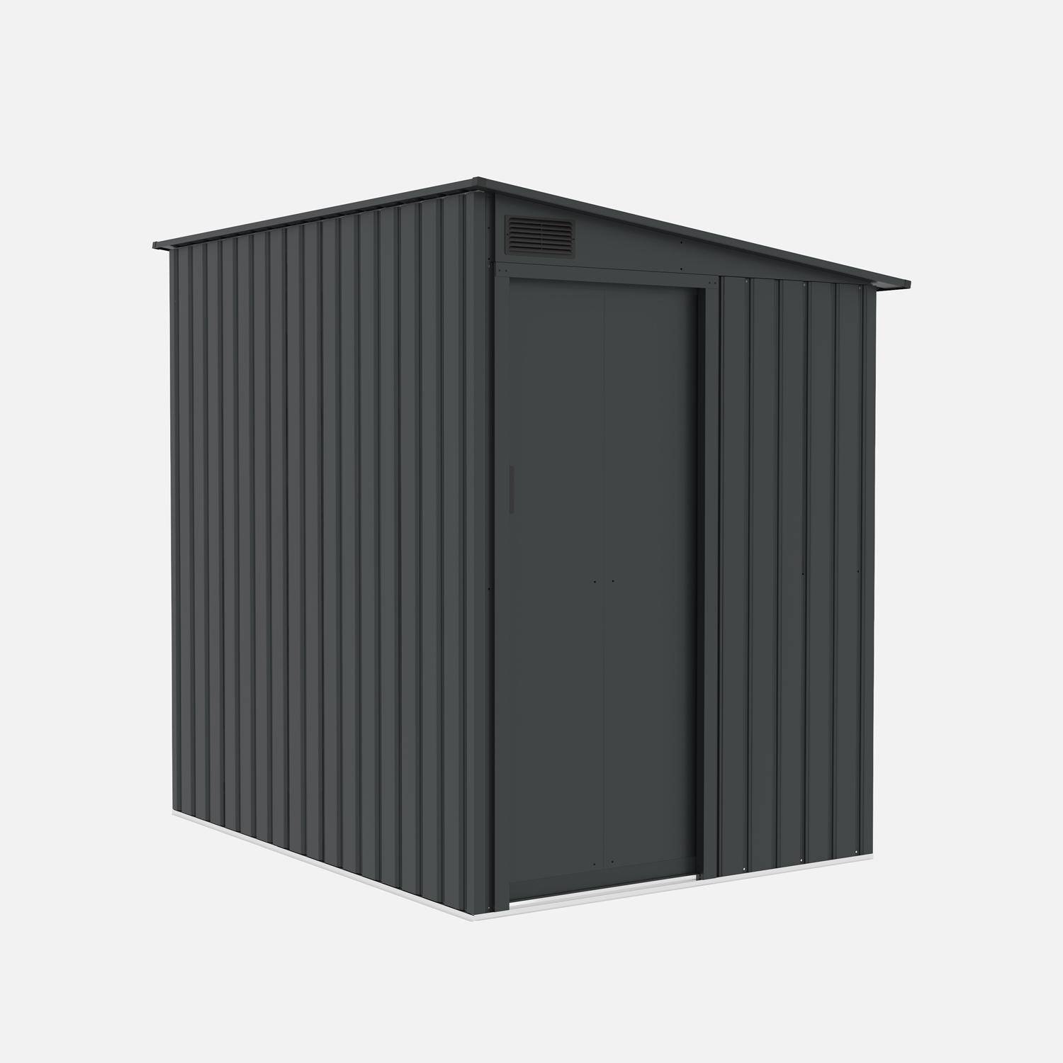 Bray - Cobertizo de jardín de acero galvanizado de 2,91m² con puerta corredera y kit de anclaje