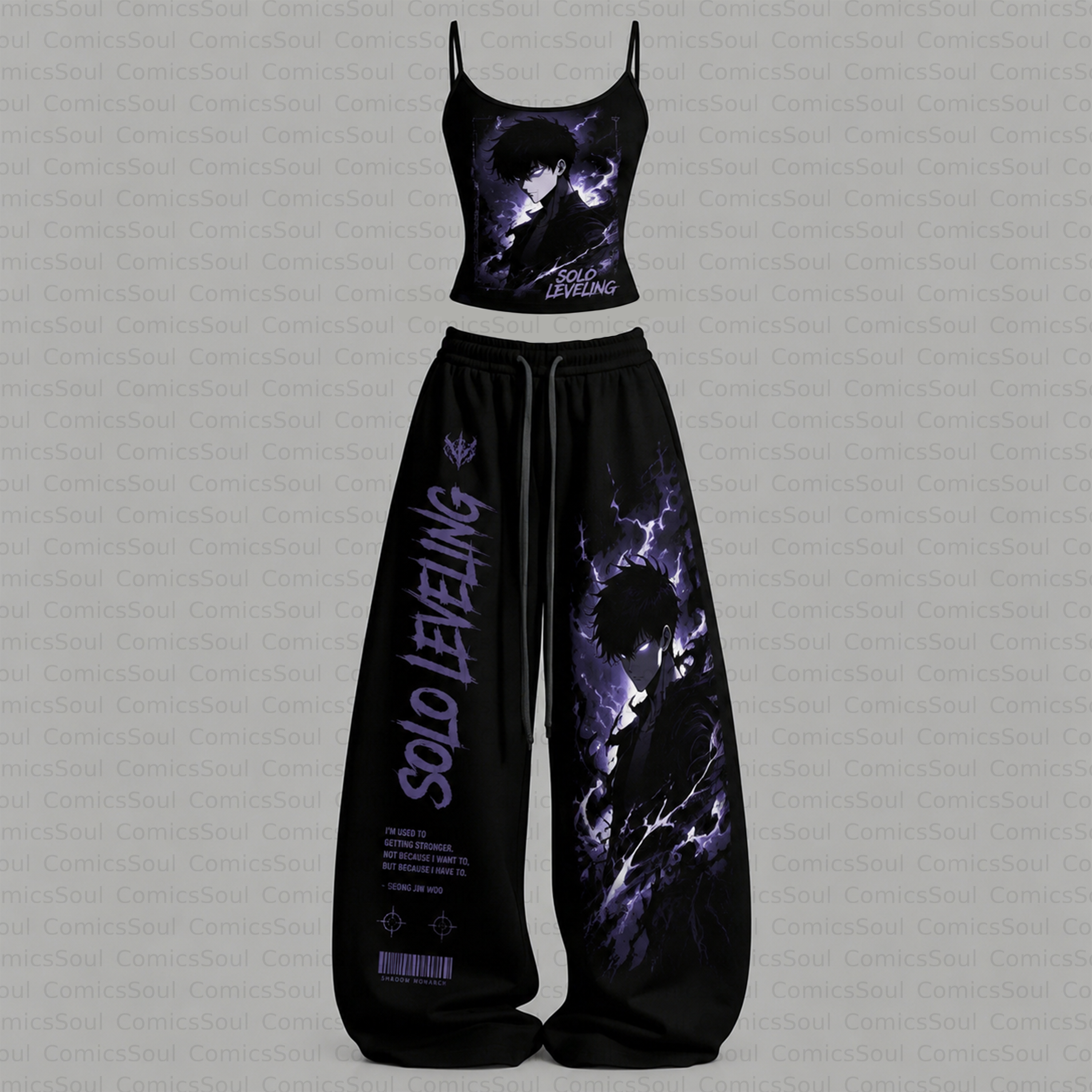 Solo Leveling Top & Elasticated Trousers Two-Piece Set TeeThreads Sustain the Scene with Custom Apparel